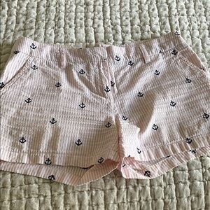 British Khaki Pink Striped Anchor Women Shorts